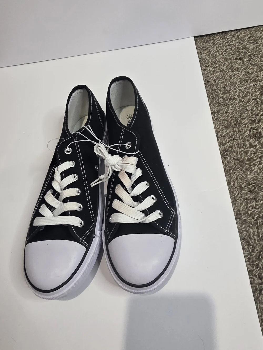 Revolution Black Canvas Low-Top Slip-On Sneakers with White Accents